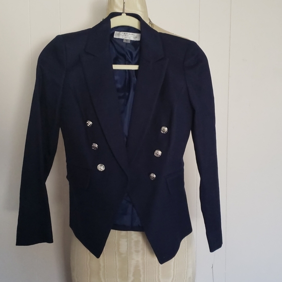NWT Tahari ASL Petite Military Navy Jacket 0P $139 - Picture 1 of 8